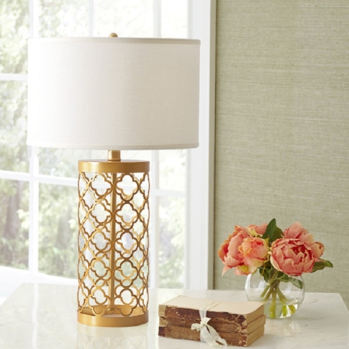 

Vintage Gold Iron Cage Living Room Study Bedroom Bedside Light LED Table Lamp