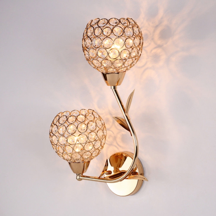 

Simple Double Heads Crystal Creative Art Bedside Lamp Mirror Headlights Bedroom Wall Lamp