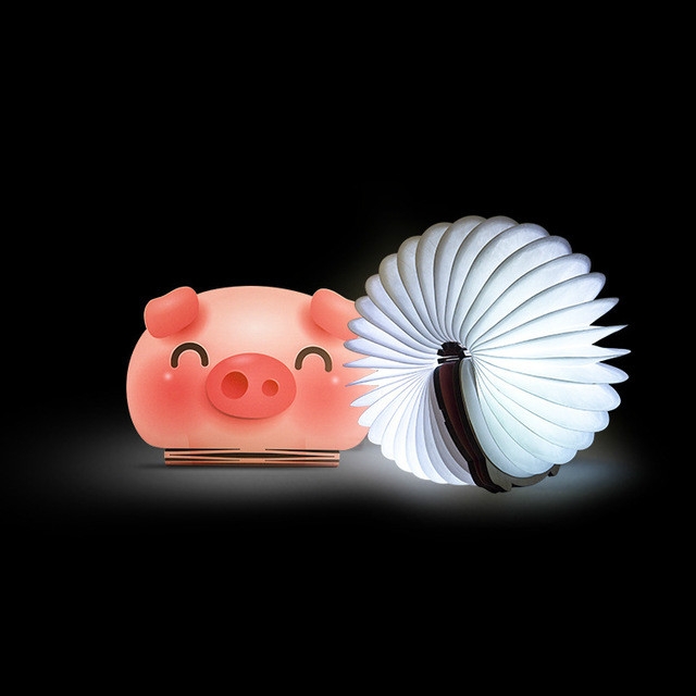 

Creative Colorful USB Charging Folding Book-shaped Decorative LED Night Light Bedside Table Lamp(Pink Pig)