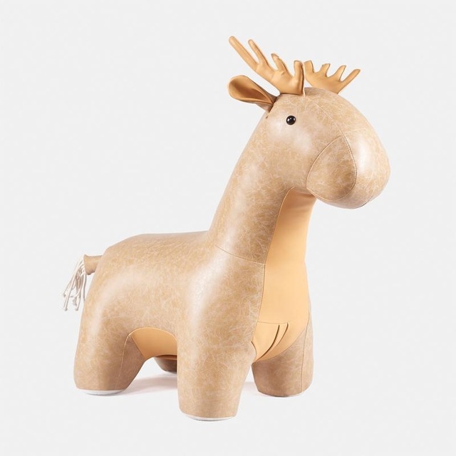 

Creative Child Seat Cartoon Animal Stool Pony Sofa Change Shoes Stool(Elk khaki leather)