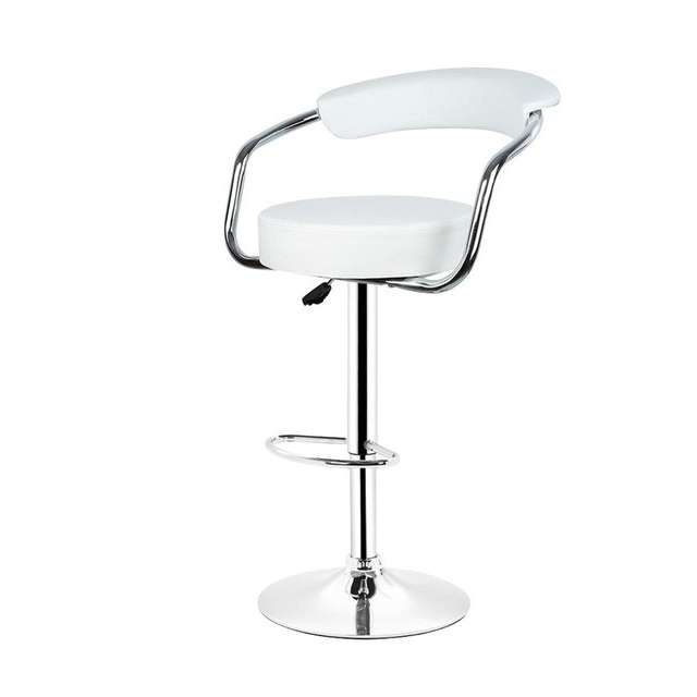 

Leather Swivel Chair Height Adjustable Stainless Steel Bracket Bar Chair(white)