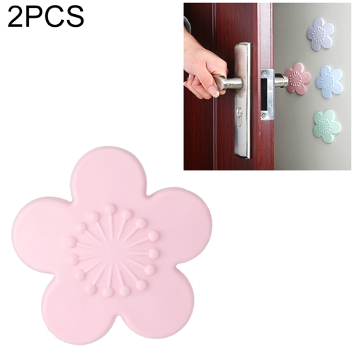 

2 PCS Practical Silicone Cherry Blossom Shape Wall Protector Door Handle Crash Pad Furniture Accessories(Pink)