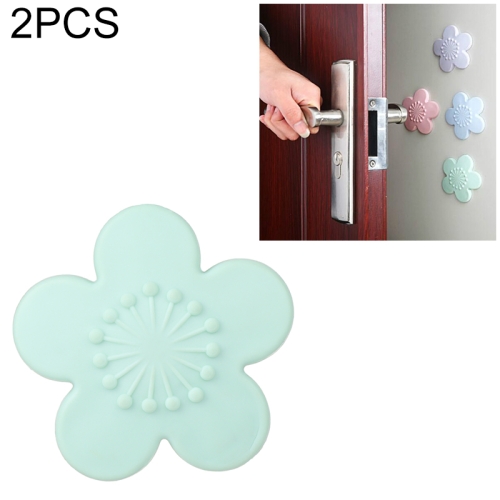 

2 PCS Practical Silicone Cherry Blossom Shape Wall Protector Door Handle Crash Pad Furniture Accessories(Green)