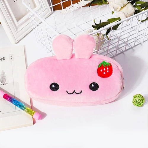 

Cartoon Animals Plants Cute Plush Pencil Case School Stationery Gifts Student Supplies(Strawberry Rabbit)