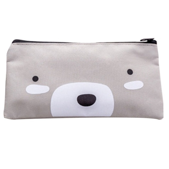 

2 PCS Cartoon Dog Simple Big Capacity Pencil Bag Office School Student Supplie Stationery(Grey)