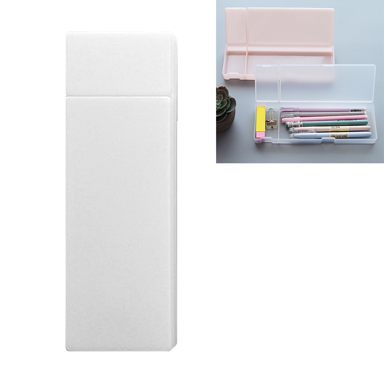 

Simple Transparent Pencil Case Frosted Plastic Pencil Pens Storage Box Stationery Office Supplies(Transparent Large)