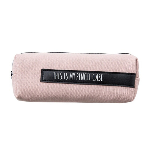 

Simple Large Letter School Pencil Case Pen Bag Stationery Office School Supplies Pen Pouch Cosmetic Cases Coin Purse Storage Bags(Pink black strip)