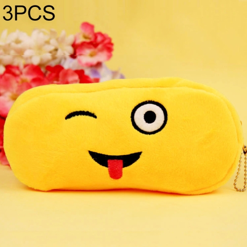 

3 PCS Kawaii Velvet Cute Creative Expression Emoji Student Cosmetic Pen Bag Pencil Case Organizer Pouch School Supplies(5)