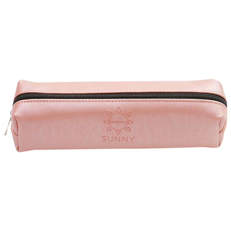 

Simple Sunny Solid Color Leather Sudent Pencil Cases PU Pencil Bag School Supplies(Pink)