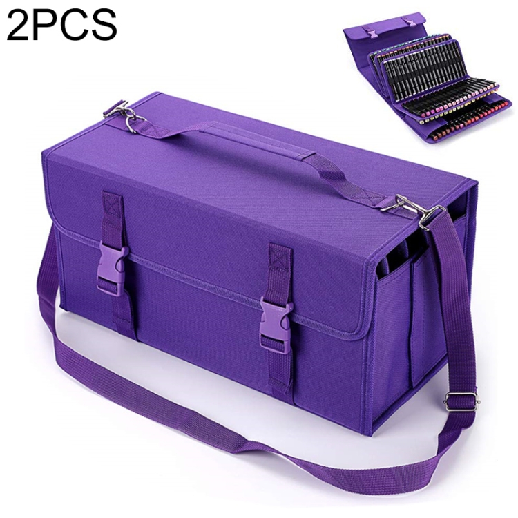 

2 PCS Mark Touch Pen Bag Sketch Storage Bag Holders Painting Bag, Size:60 color pencil case(Purple)