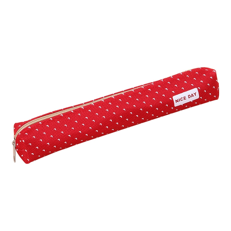 

Canvas Candy Color Dot Zipper Pencil Cases School Supplies Kids Stationery Pencil Bag(Red)