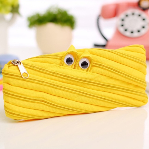 

Cute Candy Colors Zipper Monsters Pencil Bag Student School Stationery Case Storage Box(Yellow)