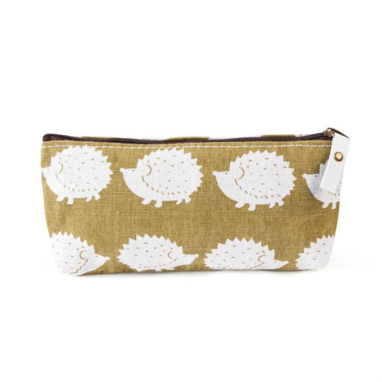 

School Cute Animal Canvas Pencil Bag Case Storage Pouch Organizer Box Stationery Cosmetic Zipper Children School Gifts(Hedgehog)