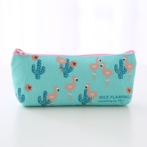 

Flamingo Pattern Pencil Case Kawaii Canvas Pencil Bag Lager Capacity Pencil Pouchs Kids Girls Gift School Supplies Stationery(Green)