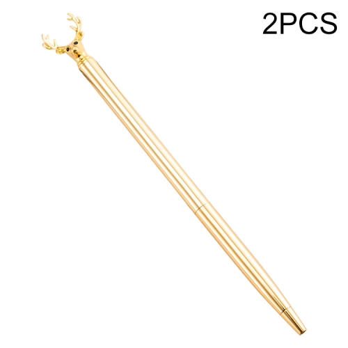 

2 PCS Cute Ball Pens Metal Elk Dree Ballpoint Pens School Stationery Office Supplies(Plating gold)