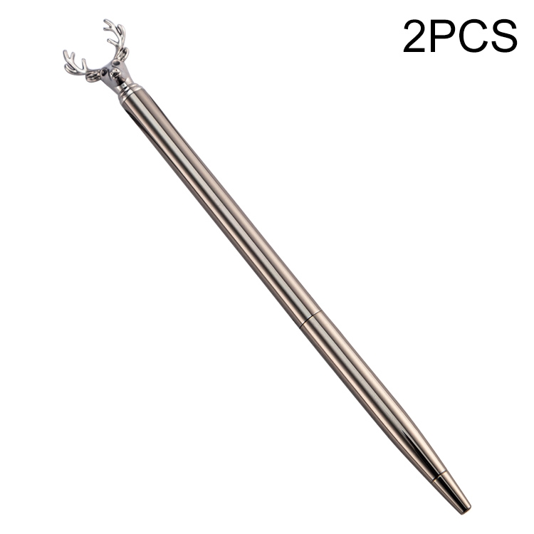

2 PCS Cute Ball Pens Metal Elk Dree Ballpoint Pens School Stationery Office Supplies(Plating gun gray)