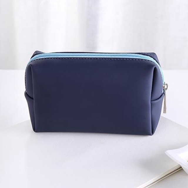 

PU Leather Pencil Case Girls Boys School Big Pencil Case Pencil Box Cosmetic Bag School Supplies Stationery Gift(Square Blue )