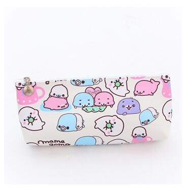 

Cute PU Cartoon Pencil Bag Storage Organizer School Office Supply Stationery(White)