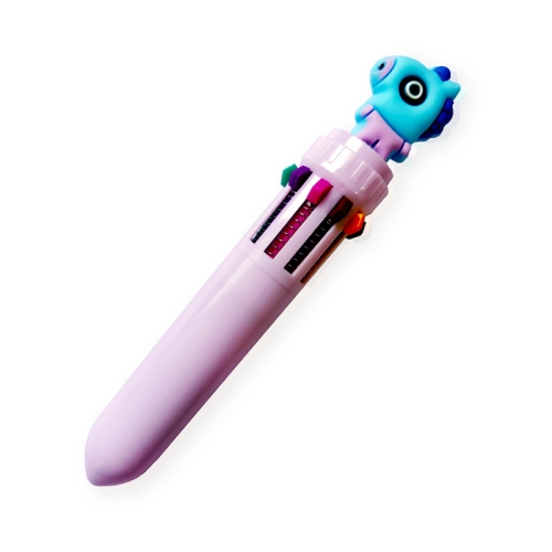 

Cartoon Cute Ten Color Press Ballpoint Pen Student Smooth Writing Bullet Portable Marker(pony)