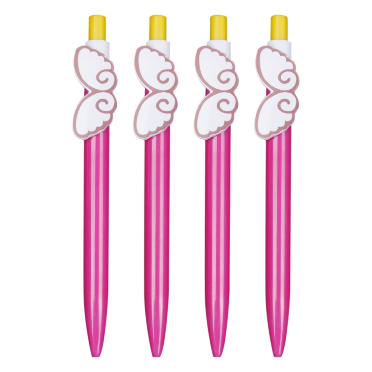 

4 PCS Cartoon Stationery Plastic Animal Ballpoint Pen Wings of Rainbow Student Blue Ink Pen(Dream wings)