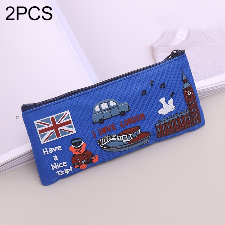 

Kawaii I Love London Soldier Pattern Oxford Pencil Case Box File Case Storage Student Stationery School Office Supply Gift(Blue)