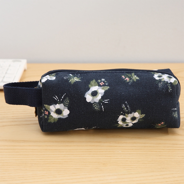 

Animals Canvas Pencil Case Stationery Kids School Pencil Bag School Supplies(Navy flowers)