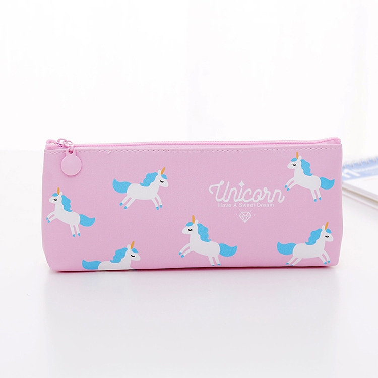 

Cute Kawaii PU Unicorn Pattern Pencil Case Large Capacity Creative Pen Bag Storage Bag Office Stationery(Pink)