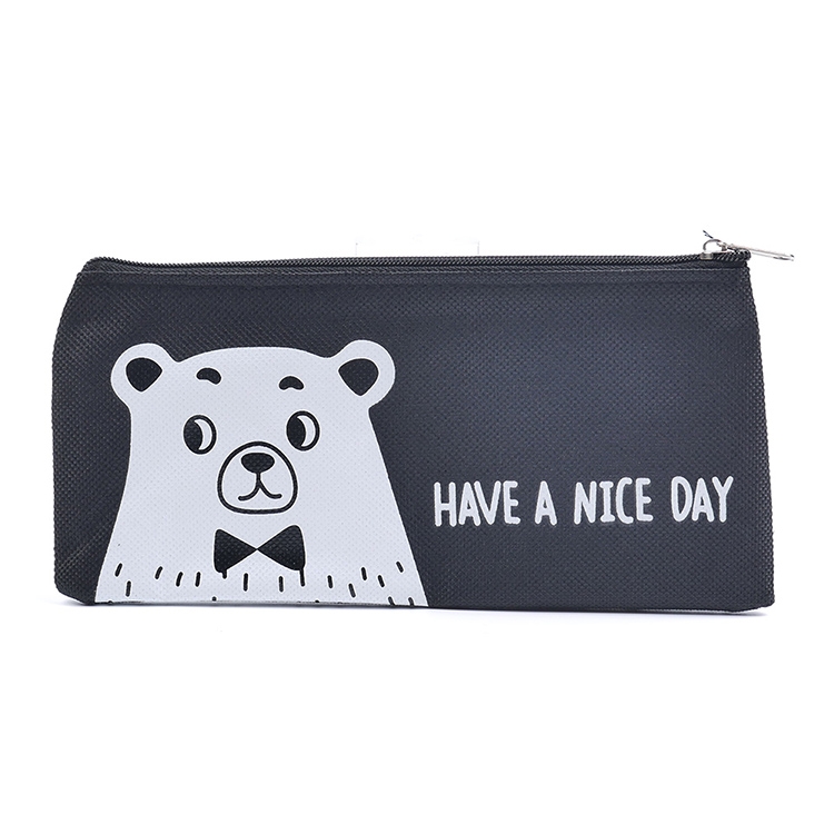 

Cute Animal Pencil Bag Canvas Pencil Case Stationery School Supplies(Black Bear)