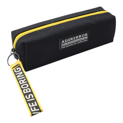 

Creative Simple Text Cartoon Zipper Canvas Pencil Bags Pen Holders School Supplies Stationery(Black)