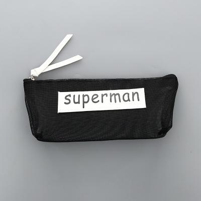 

Creative Simple Letter Mesh Clear Pencil Case School Pencil Cases Cute Stationery(Superman)