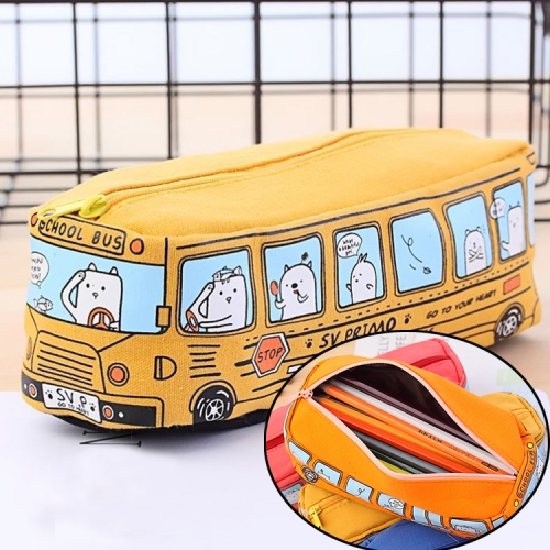 

Creative Large Canvas Car Shape Pencil Case School Supplies Pouch Stationery Pen Bag(Yellow)