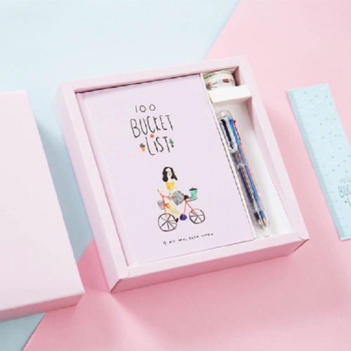 

Planner Agenda Scheduler Notebook Stationery Gift with Pen & Stickers(Pink)