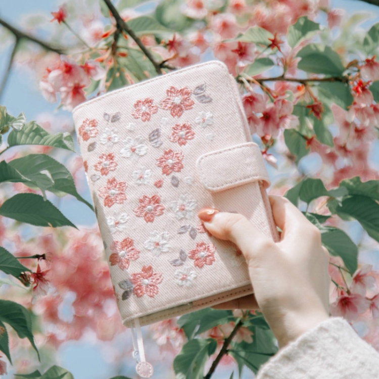 

Sakura Theme Delicated Floral Journal Cover Standard A6 Paper Book Refilled Book, Size:Only A6 cloth cover(Pink)
