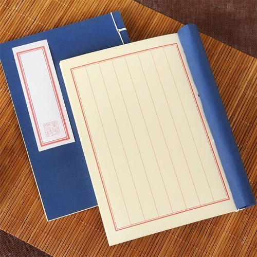 

Chinese Style Traditional Ancient Notebook Antique Calligraphy Note Book Handmade Stitching Diary Kungfu Notepad(Blue)