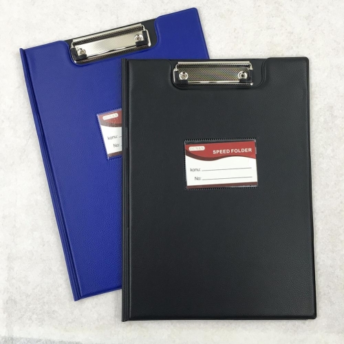 

Office Document Holder Filing Clip Board A4 Leather Folding Clipboard, Random Color Delivery