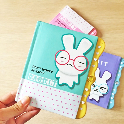 

ZB034 Cute Rabbit Mini Diary Book with Lock Notebook Journal Combination Lock Kids Gift Stationery(Green)