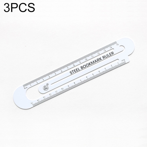 

3 PCS Metal Steel Ruler Bookmark Drawing Supplies(15CM White)