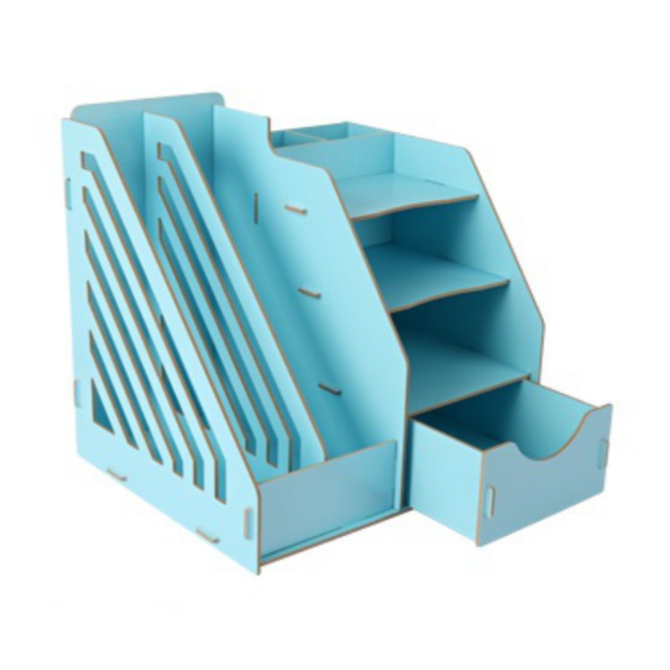 Sunsky Office Drawer A4 Folder Desktop Storage Box Rack Blue