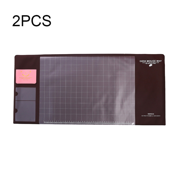 

2 PCS Creative PVC Waterproof Multifunctional Desk Organizer Case Computer Keyboard Mouse Mat Set School Office Stationery Supplies(Coffee)