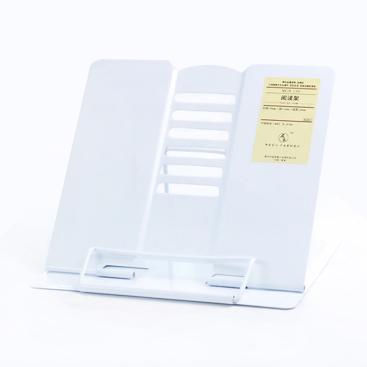 

Portable Metal Adjustable Reading Book Holder Support iPad Document Book Shelf Bookstand, Size:Small(White)