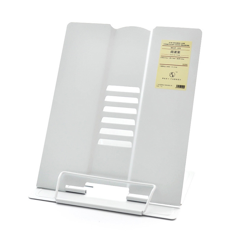 

Portable Metal Adjustable Reading Book Holder Support iPad Document Book Shelf Bookstand, Size:Large(White)