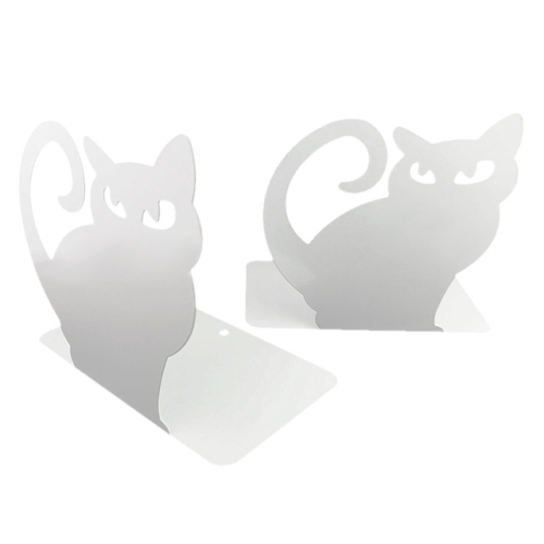 

1 Pair Cute Cartoon Persian Cat Metal Bookends Bookend Art Book Holder Decoration(White)