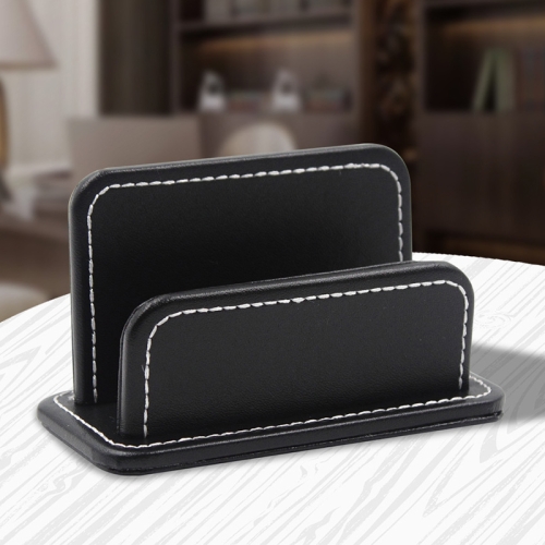 

2 Blocks Office Stationery Leather Name Card Holder Stationery Bussiness Office Home Card Holder(Black)