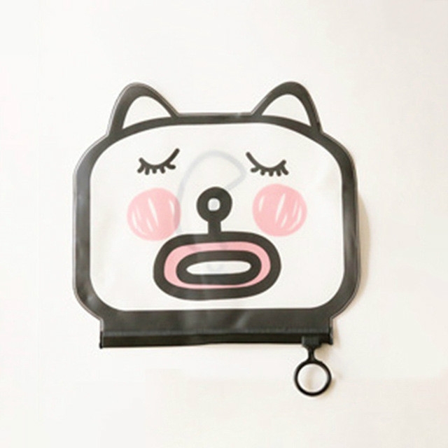 

3 PCS Cartoon Cat Shape Stationery Storage Bag Creative Translucent Frosted Waterproof File Bag Zipper Bag(Blink)