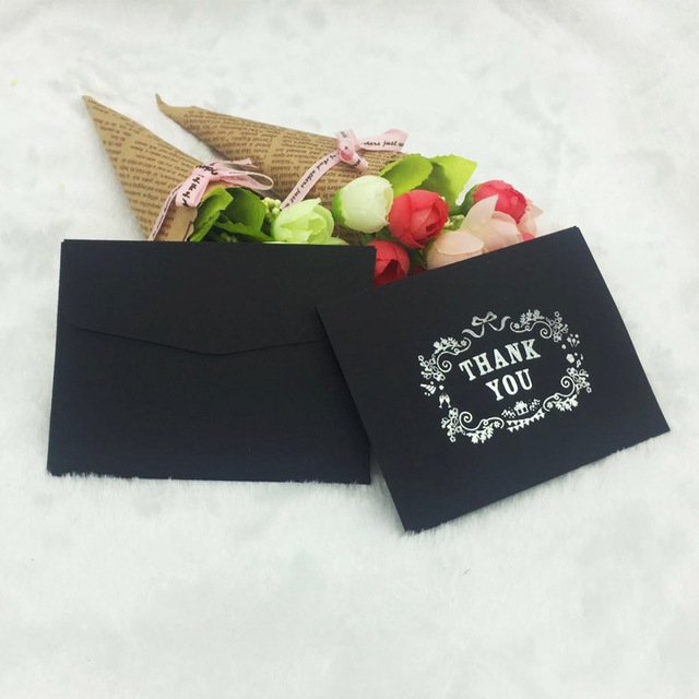 

100 PCS Mini Size Black Stamping Envelopes Party Favor Gift, Size: 7.5x10cm(Thank you)