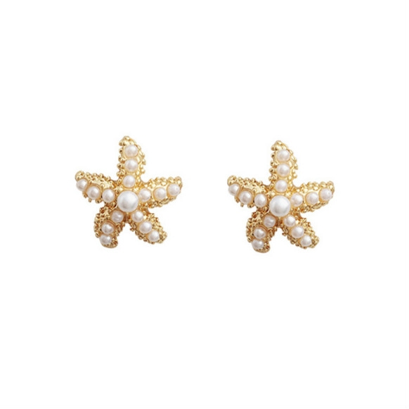 

Simple Geometric Simulated-pearl Starfish Women Earrings