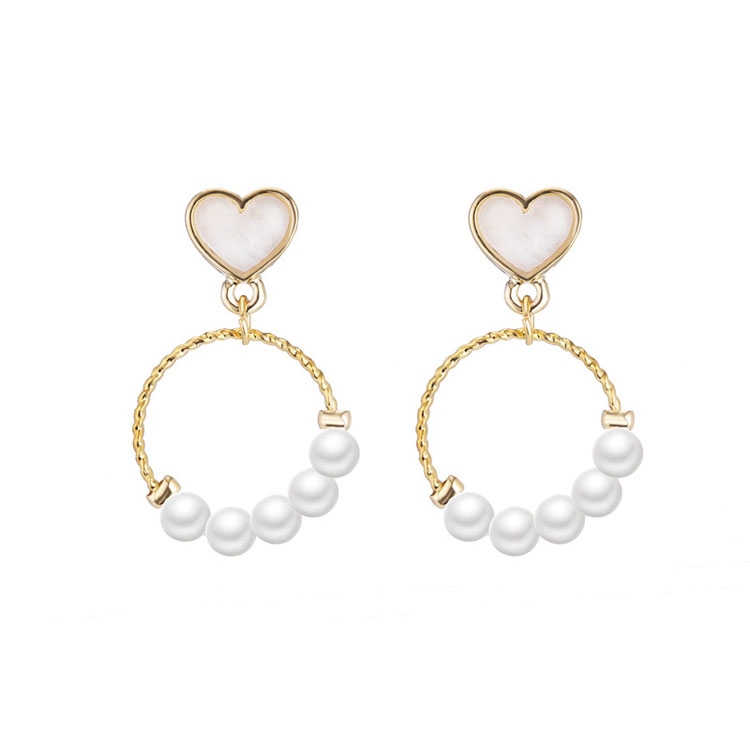 

Simple Sweet Heart Shape Pearl Small Round Earring for Women(Clip Earring)