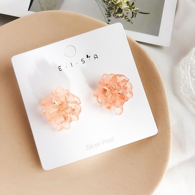 

Acrylic Three-Dimensional Flower Earrings(Orange)