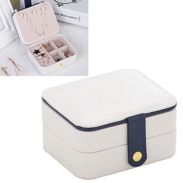 

2 Tiers Jewelry Packaging Box Makeup Earrings Case Storage Organizer Container(White)