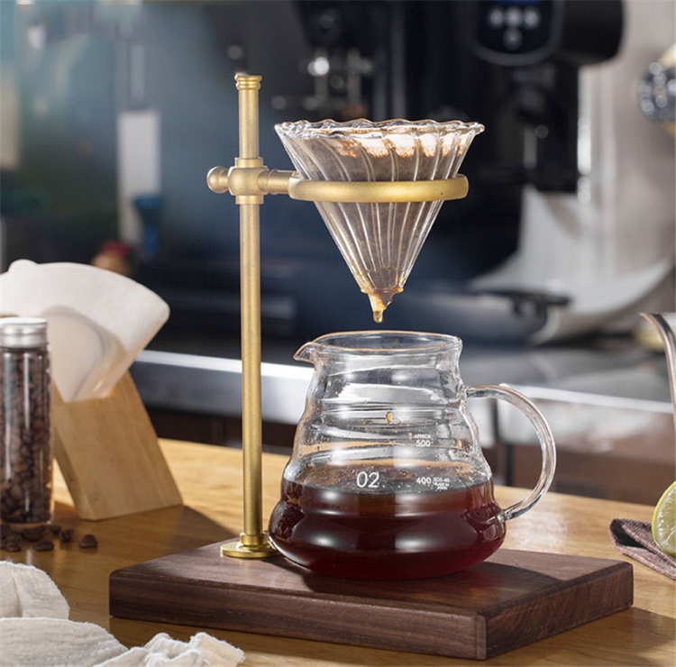 

Wood Base Hand Coffee Filter Holder Adjustable Filter Holder, Color:Spade Wood